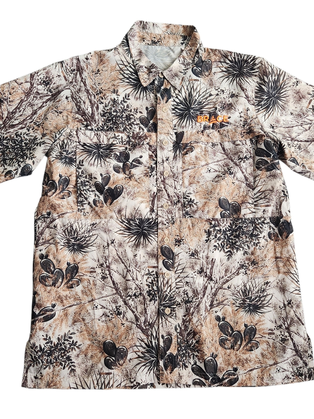 GameGuard Desert Camo Shirt Men's L Beige Quick Dry UPF 30 Outdoor Hunting Golf